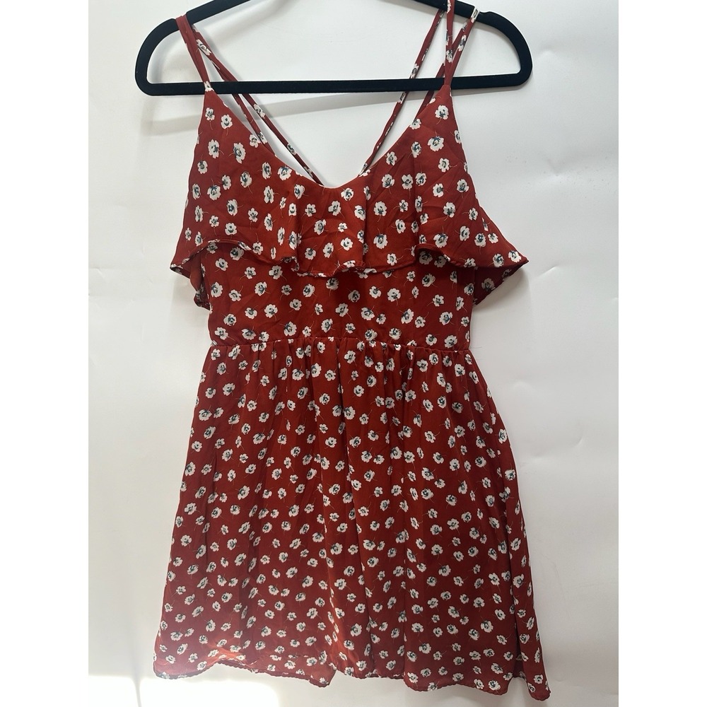 XHILARATION Floral Dress Red With White Flower Pattern Size Medium